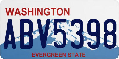 WA license plate ABV5398