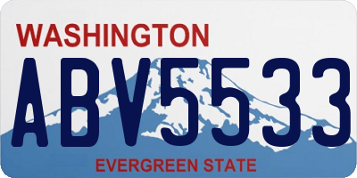 WA license plate ABV5533