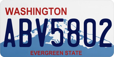 WA license plate ABV5802