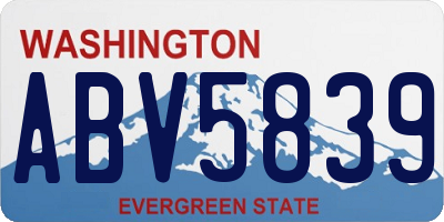 WA license plate ABV5839