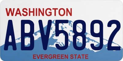 WA license plate ABV5892