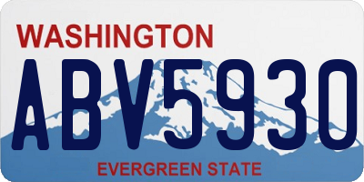 WA license plate ABV5930