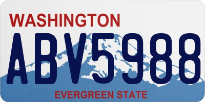 WA license plate ABV5988