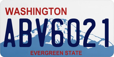 WA license plate ABV6021