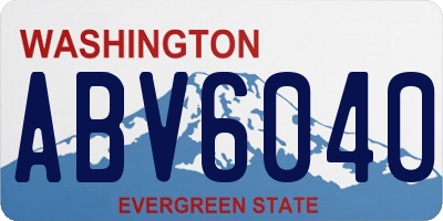 WA license plate ABV6040