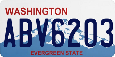 WA license plate ABV6203