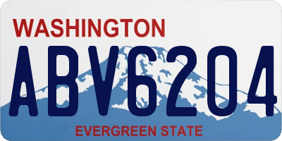 WA license plate ABV6204