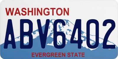 WA license plate ABV6402