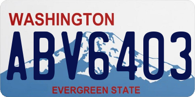 WA license plate ABV6403