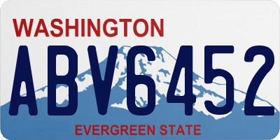 WA license plate ABV6452