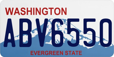 WA license plate ABV6550