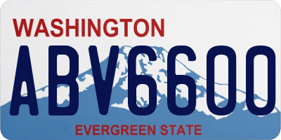 WA license plate ABV6600