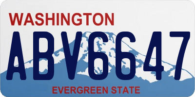 WA license plate ABV6647