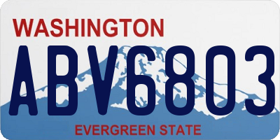 WA license plate ABV6803