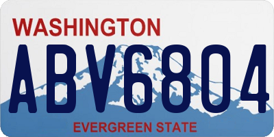 WA license plate ABV6804