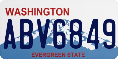 WA license plate ABV6849