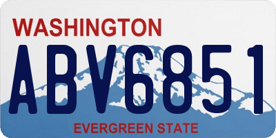 WA license plate ABV6851