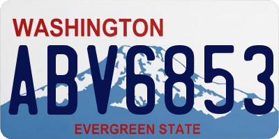 WA license plate ABV6853