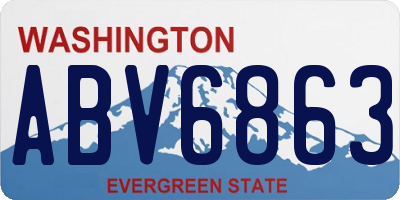WA license plate ABV6863