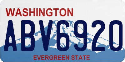 WA license plate ABV6920