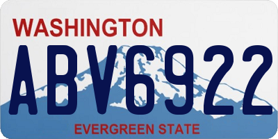 WA license plate ABV6922