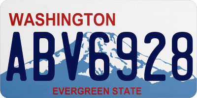WA license plate ABV6928