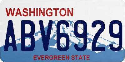 WA license plate ABV6929