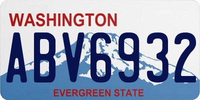 WA license plate ABV6932