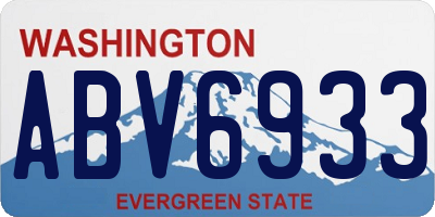 WA license plate ABV6933