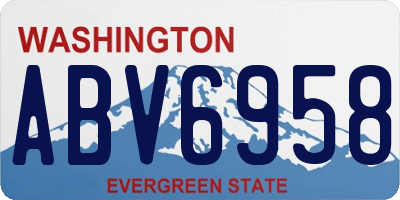 WA license plate ABV6958