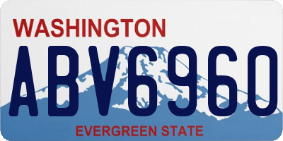 WA license plate ABV6960