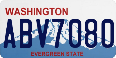 WA license plate ABV7080