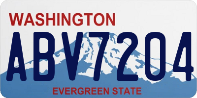 WA license plate ABV7204