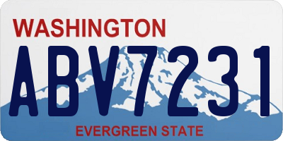 WA license plate ABV7231
