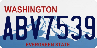 WA license plate ABV7539