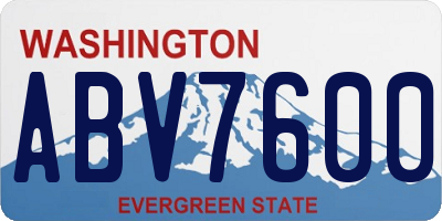 WA license plate ABV7600
