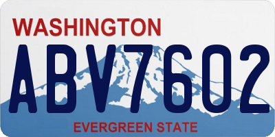 WA license plate ABV7602