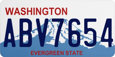 WA license plate ABV7654