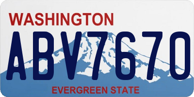 WA license plate ABV7670
