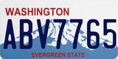 WA license plate ABV7765