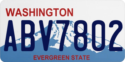 WA license plate ABV7802