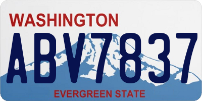 WA license plate ABV7837