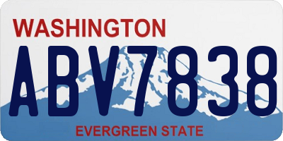 WA license plate ABV7838
