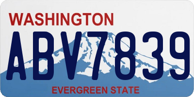 WA license plate ABV7839