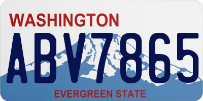 WA license plate ABV7865