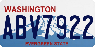 WA license plate ABV7922