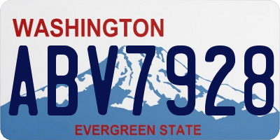 WA license plate ABV7928
