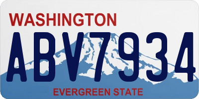 WA license plate ABV7934