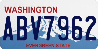 WA license plate ABV7962