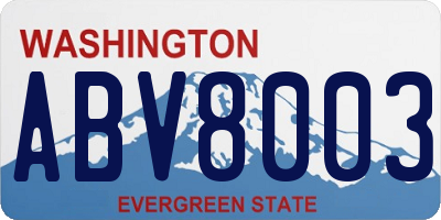 WA license plate ABV8003